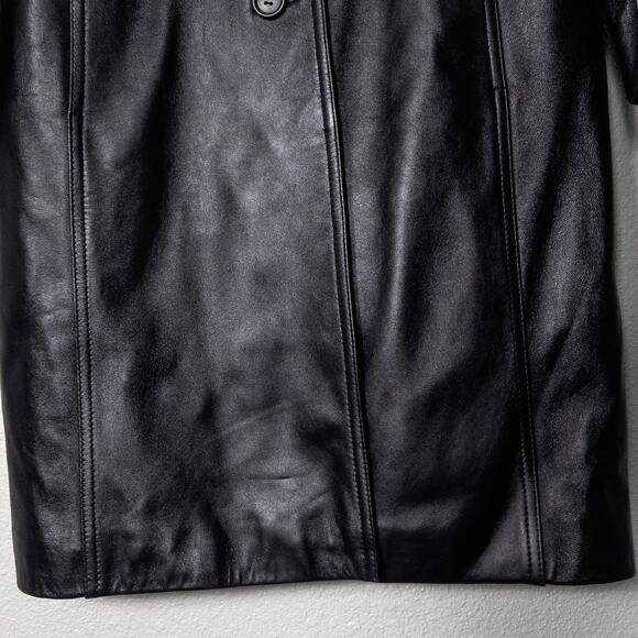 Tibor Leathers Women’s Trench Coat Mob Wife Biker Noir Black Genuine Leather M - Picture 4 of 16